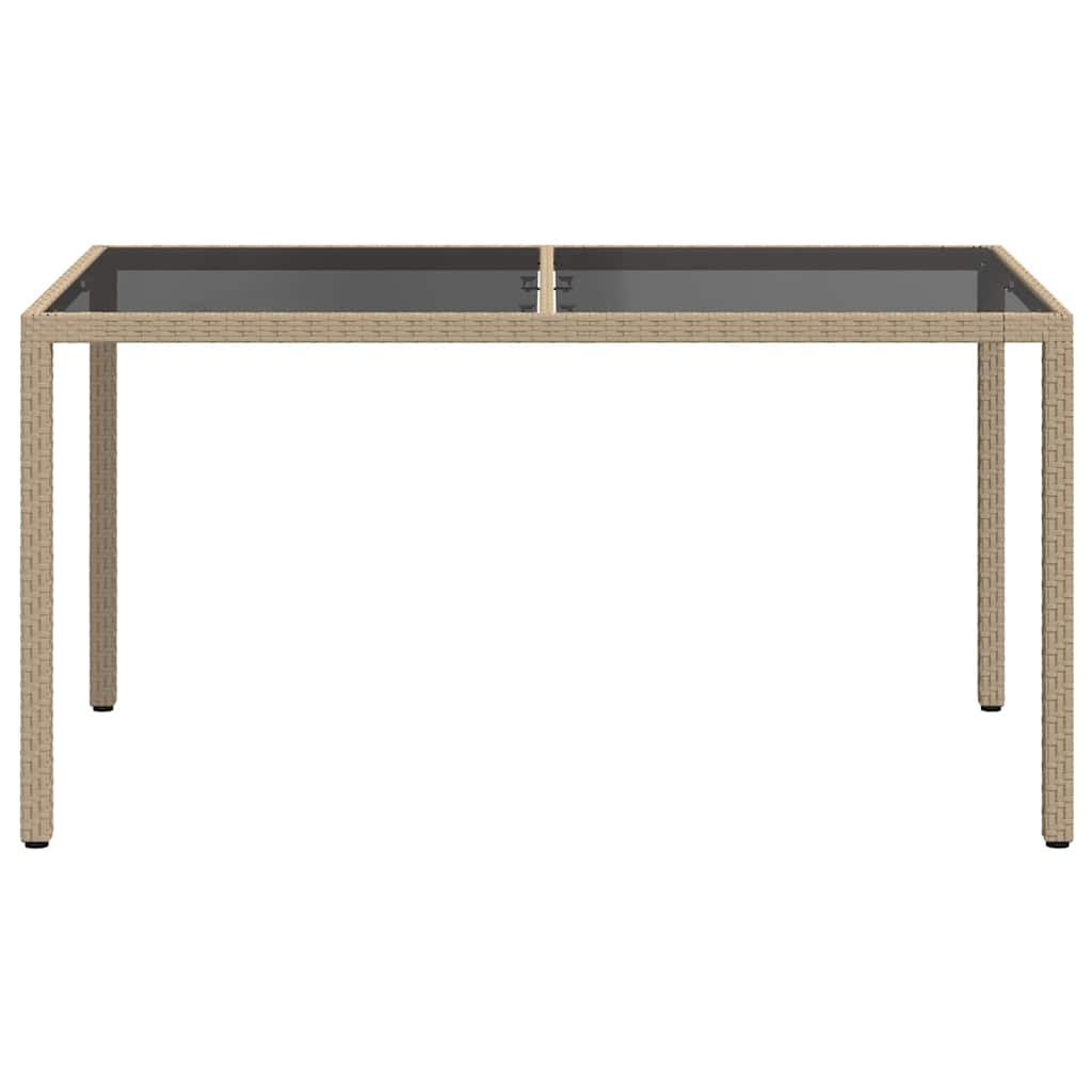 Vidaxl tuintafel 150x90x75 cm gehard glas en poly rattan beige