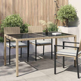 Vidaxl tuintafel 150x90x75 cm gehard glas en poly rattan beige