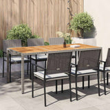 Vidaxl tuintafel 190x90x75 cm poly rattan en acaciahout grijs