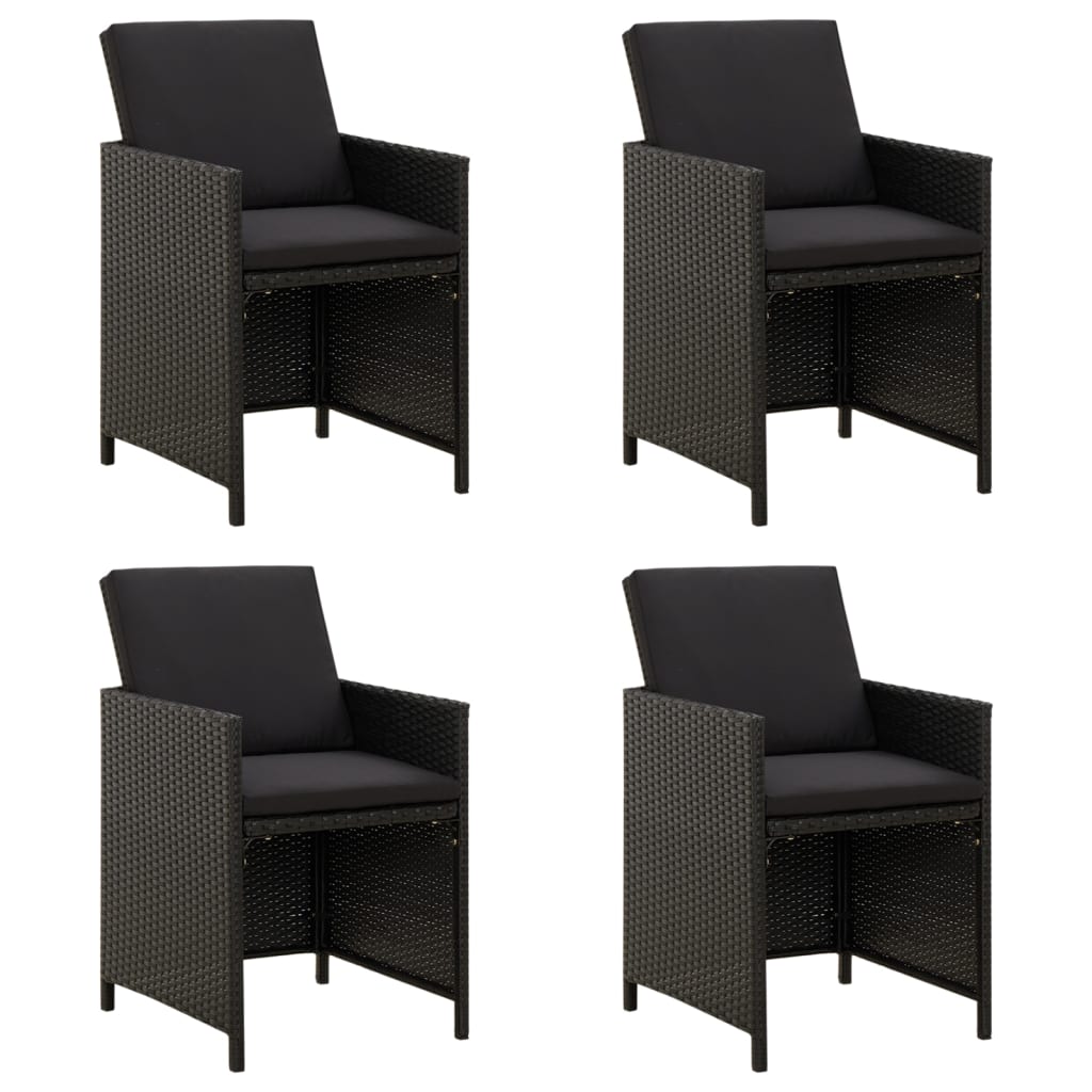 Vidaxl tuinstoelen 4 st met kussens poly rattan zwart