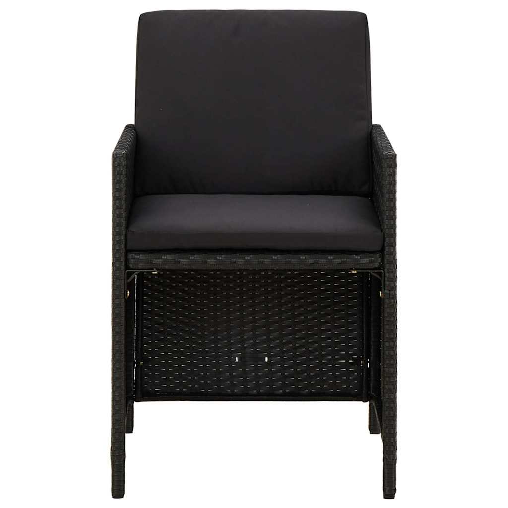 Vidaxl tuinstoelen 4 st met kussens poly rattan zwart