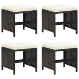 Vidaxl tuinkrukken 4 st met kussens poly rattan zwart