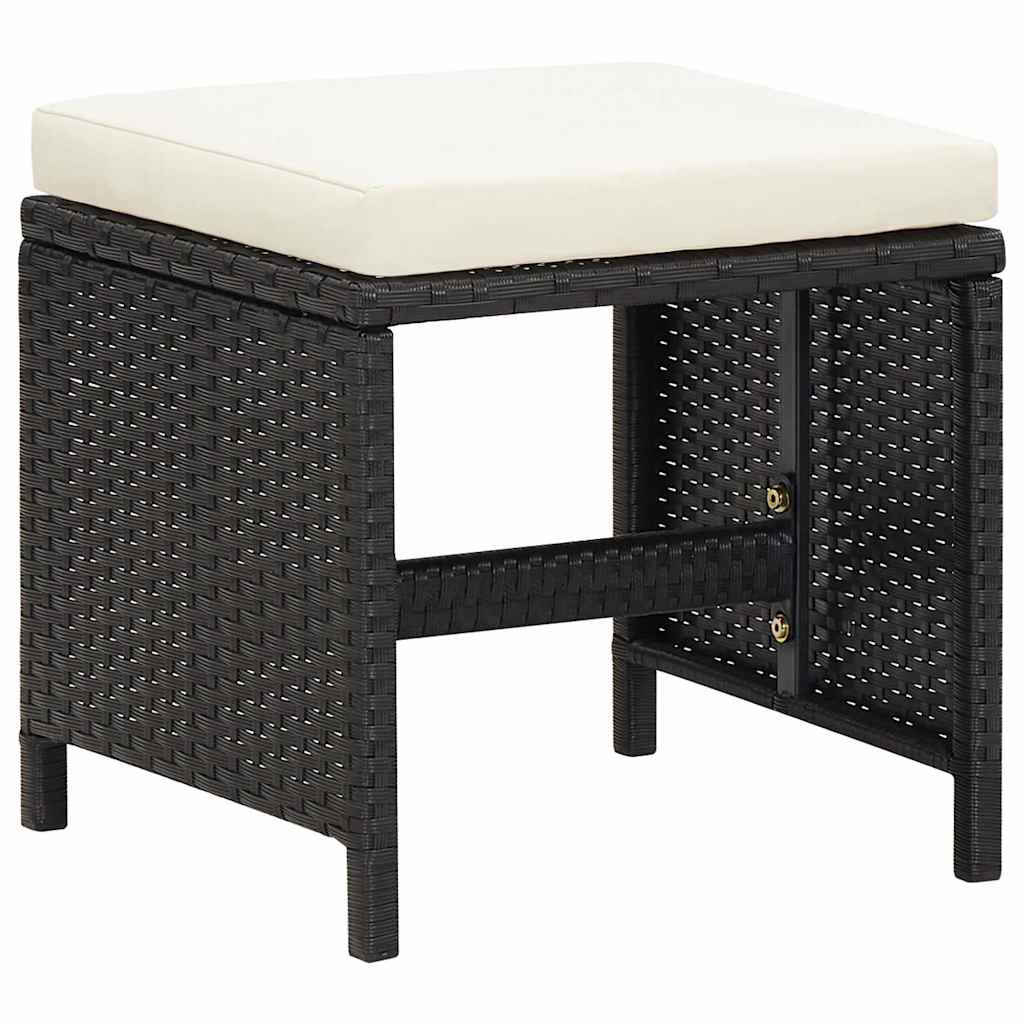 Vidaxl tuinkrukken 4 st met kussens poly rattan zwart