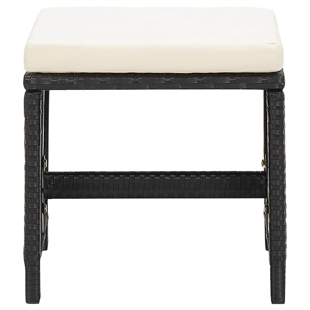 Vidaxl tuinkrukken 4 st met kussens poly rattan zwart