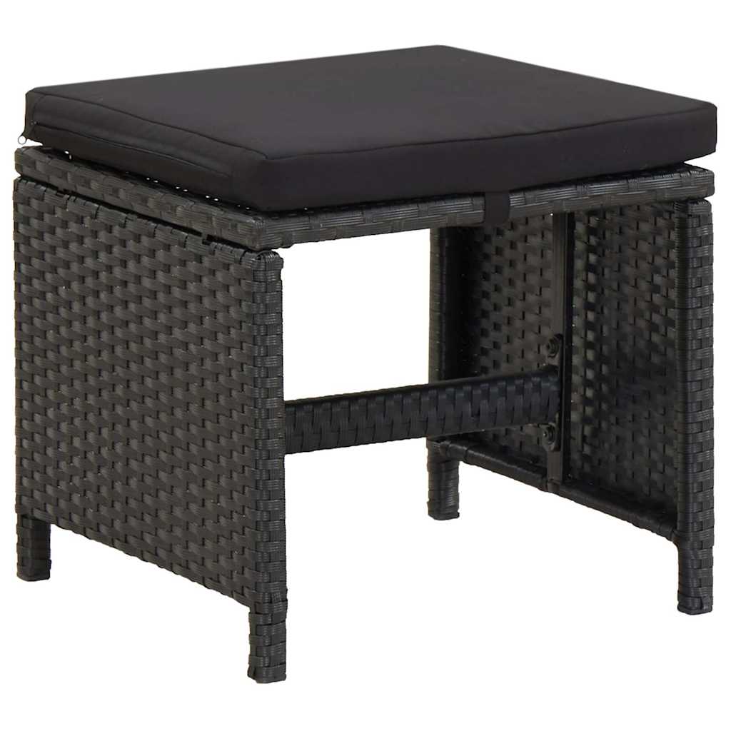 Vidaxl tuinkrukken 4 st met kussens poly rattan zwart