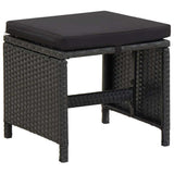 Vidaxl tuinkrukken 4 st met kussens poly rattan zwart