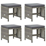Vidaxl tuinkrukken 4 st met kussens poly rattan grijs