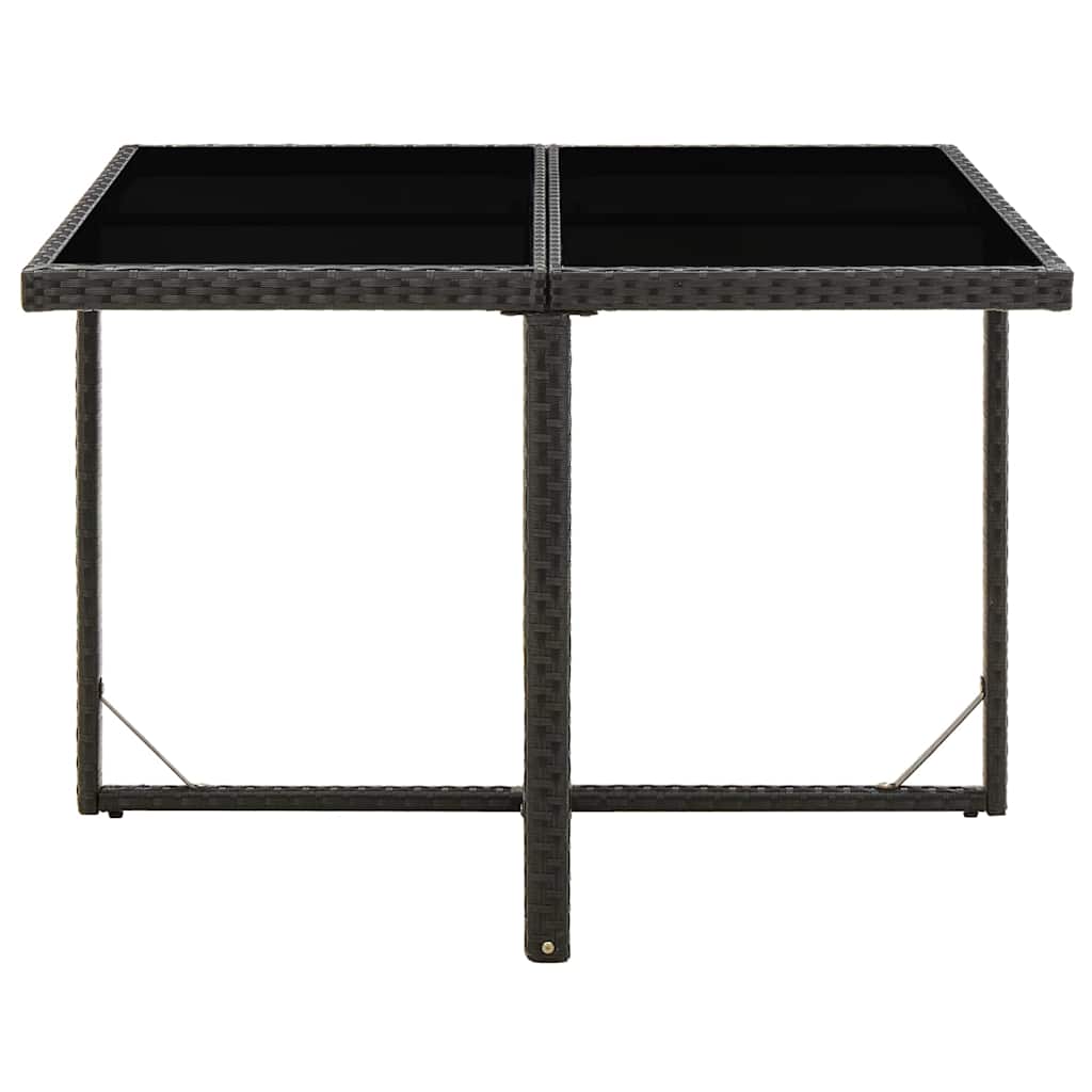 Vidaxl tuintafel 109x107x74 cm poly rattan en glas zwart