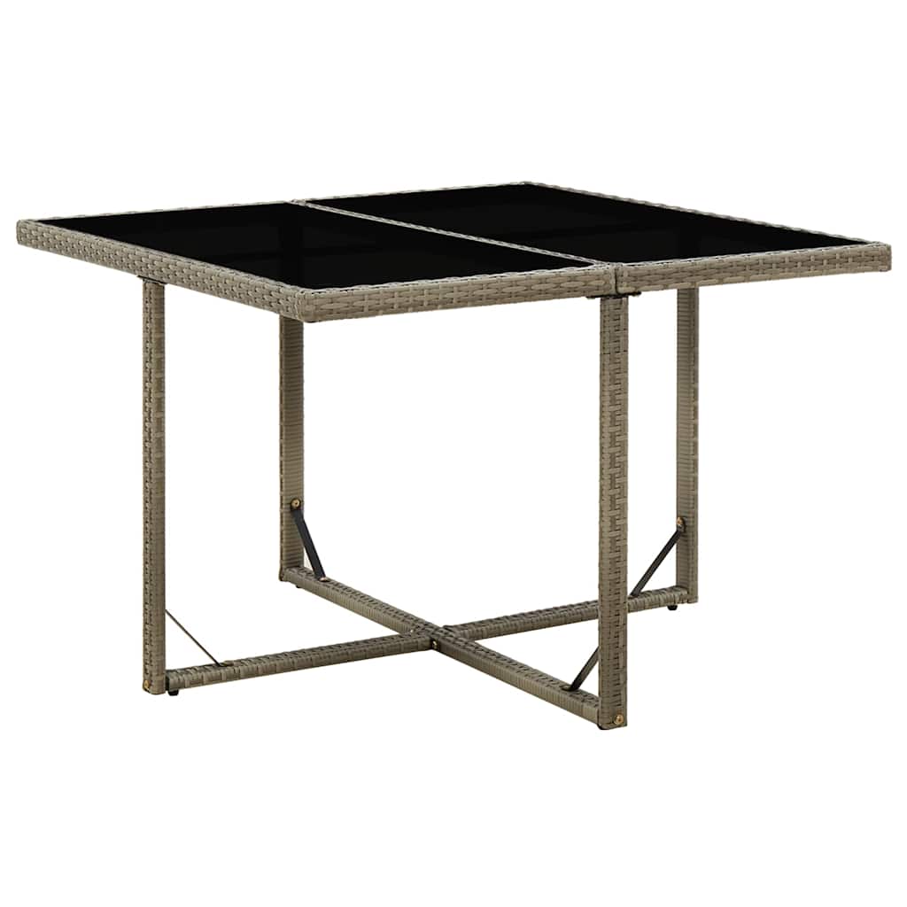 Vidaxl tuintafel 109x107x74 cm poly rattan en glas grijs
