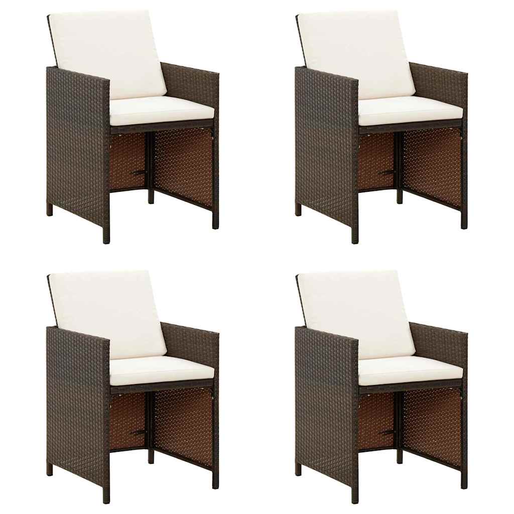 Vidaxl tuinstoelen 4 st met kussens poly rattan bruin