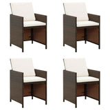 Vidaxl tuinstoelen 4 st met kussens poly rattan bruin