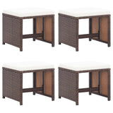 Vidaxl tuinkrukken 4 st met kussens poly rattan bruin