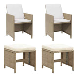 Vidaxl tuinstoelen 2 st met voetenbanken poly rattan beige