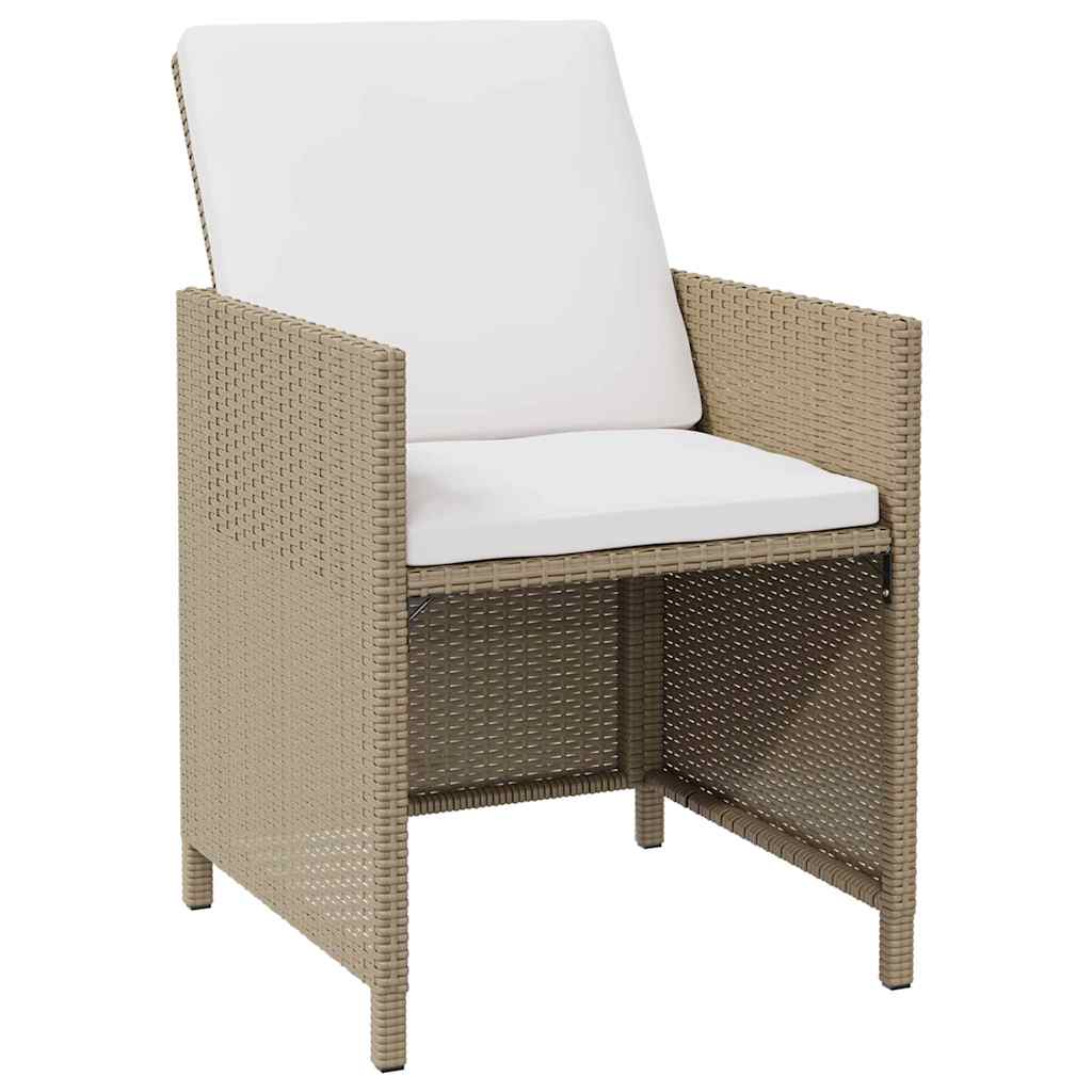 Vidaxl tuinstoelen 2 st met voetenbanken poly rattan beige