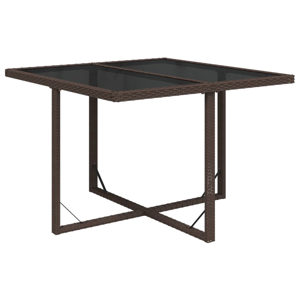 Vidaxl tuintafel 109x107x74 cm poly rattan en glas bruin