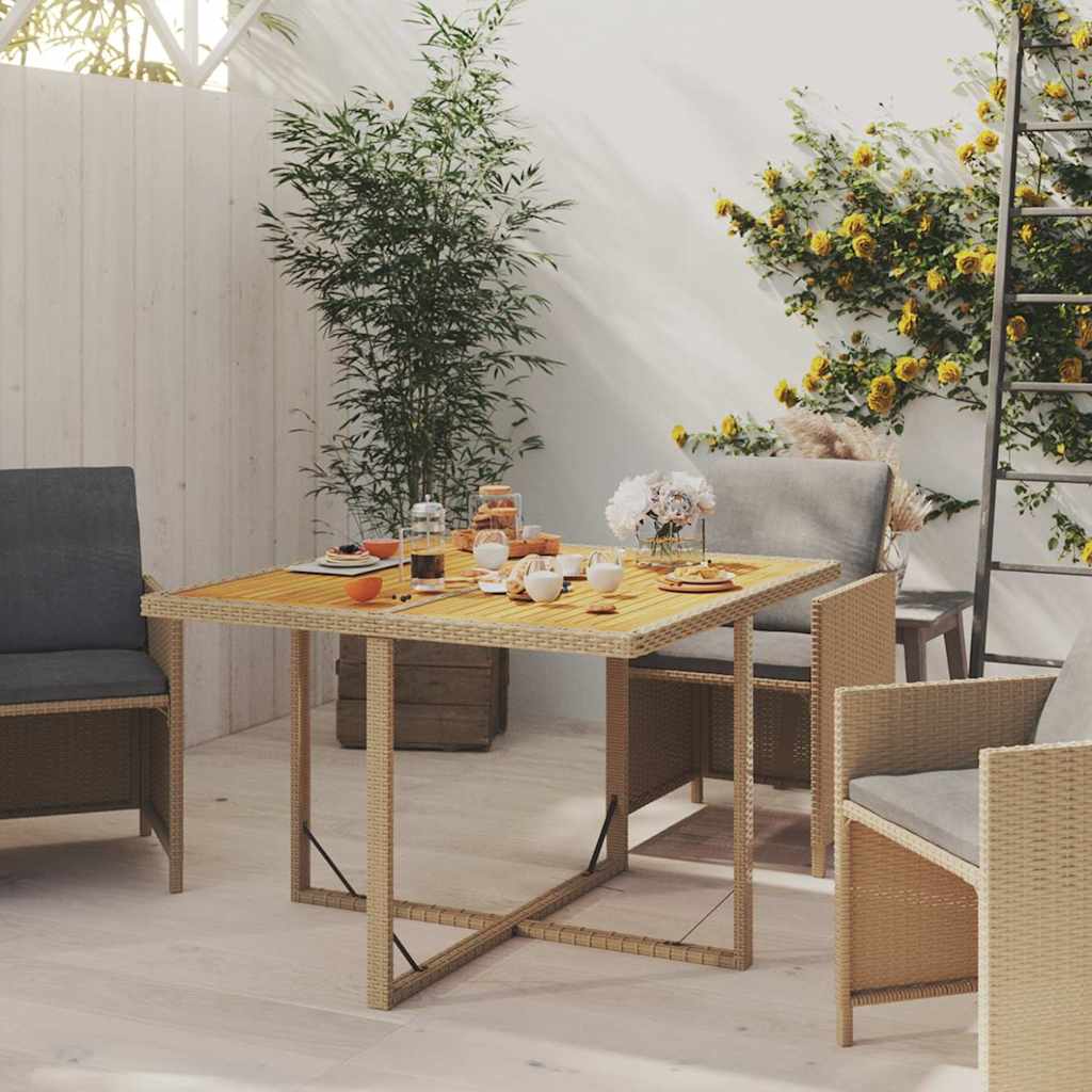 Vidaxl tuintafel 109x107x74 cm poly rattan en massief acaciahout beige