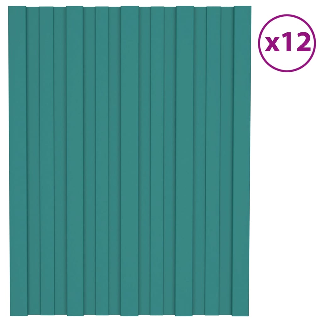 Vidaxl tagpaneler 12 pcs 60x45 cm galvaniseret stålgrøn