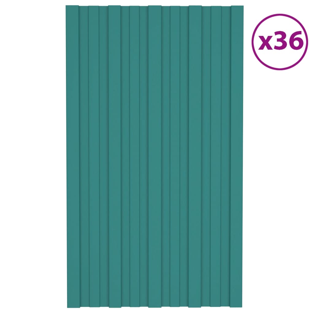 Vidaxl tagpaneler 36 ST 80x45 cm galvaniseret stålgrøn