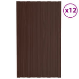 Vidaxl tagpaneler 12 St 80x45 cm galvaniseret stålbrun
