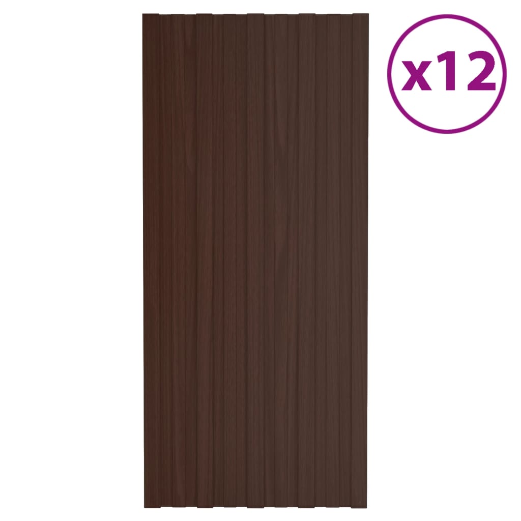 Vidaxl tagpaneler 12 St 100x45 cm galvaniseret stålbrun
