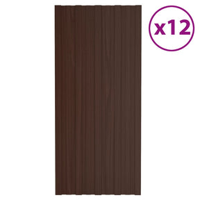 Vidaxl tagpaneler 12 St 100x45 cm galvaniseret stålbrun