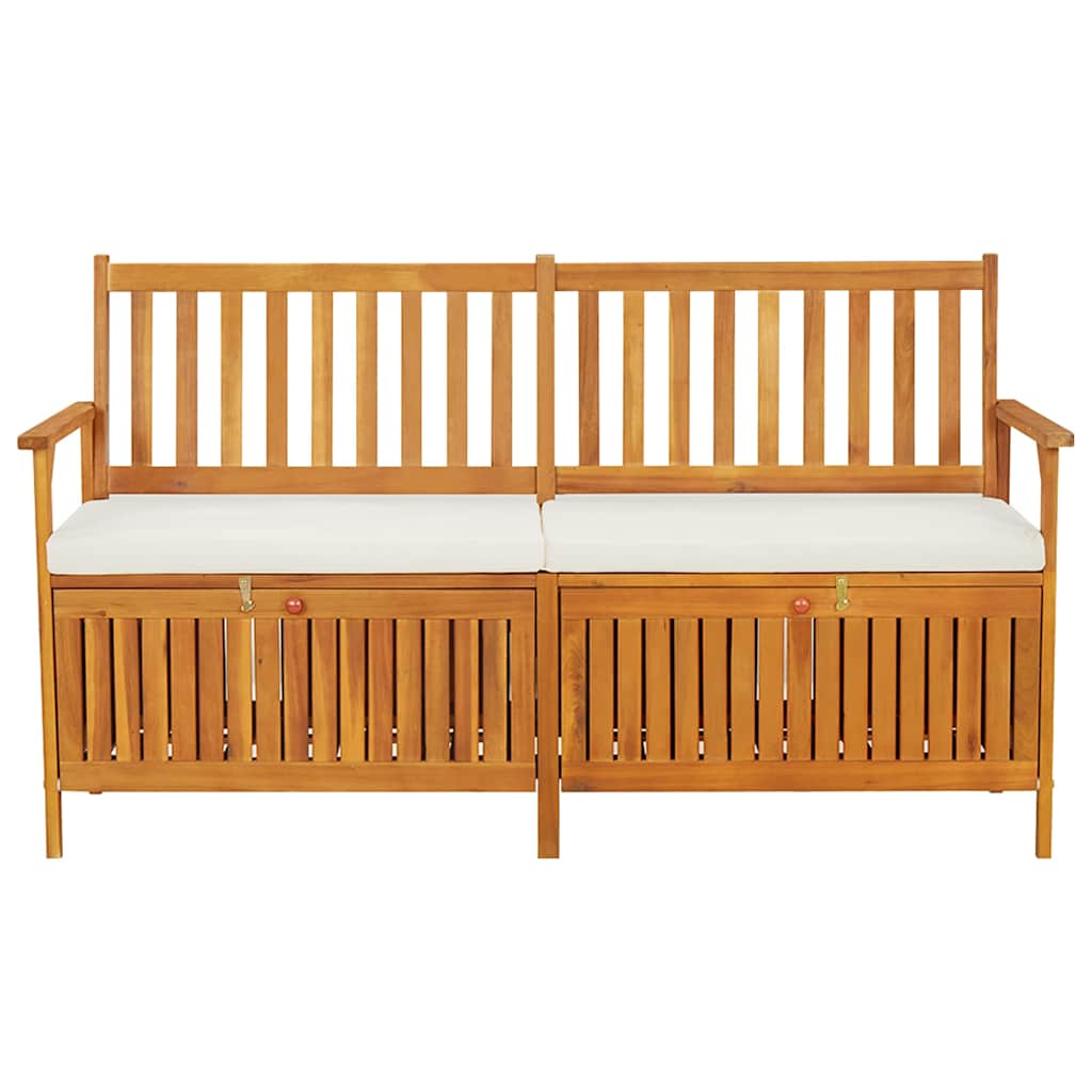 Vidaxl opbergbankje met kussen 148 cm massief acaciahout