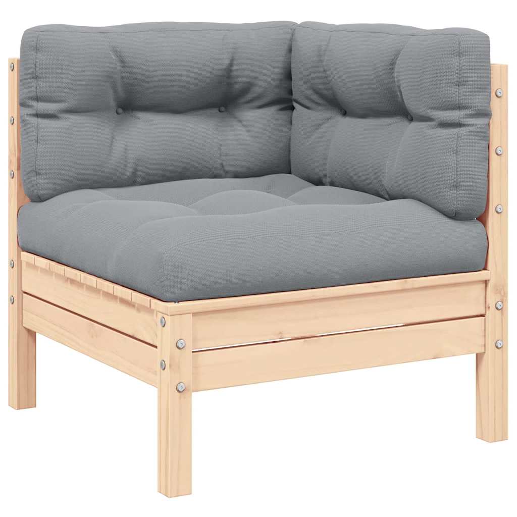 Vidaxl 3-delige loungeset met grijze kussens massief grenenhout