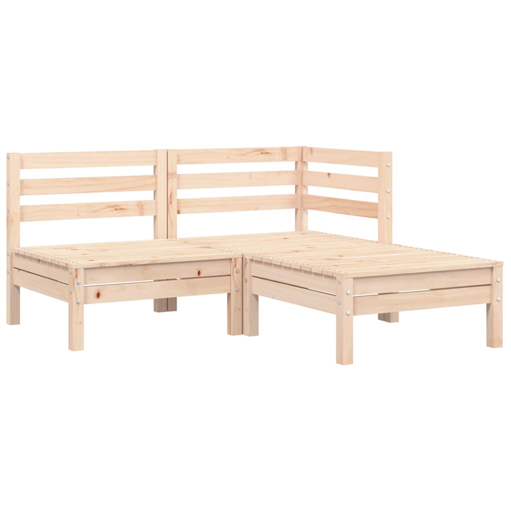 Vidaxl 3-delige loungeset met grijze kussens massief grenenhout