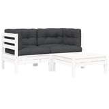 Vidaxl 3-delige loungeset met kussens massief grenenhout wit