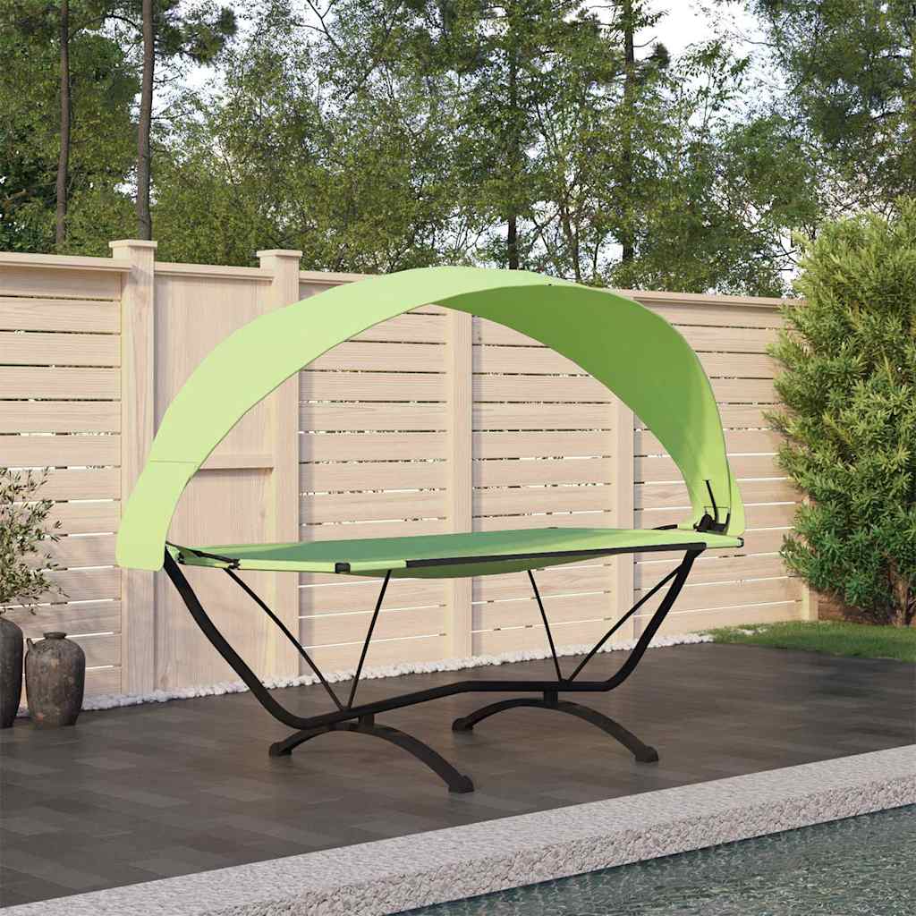 Vidaxl loungebed met luifel staal en oxford stof groen