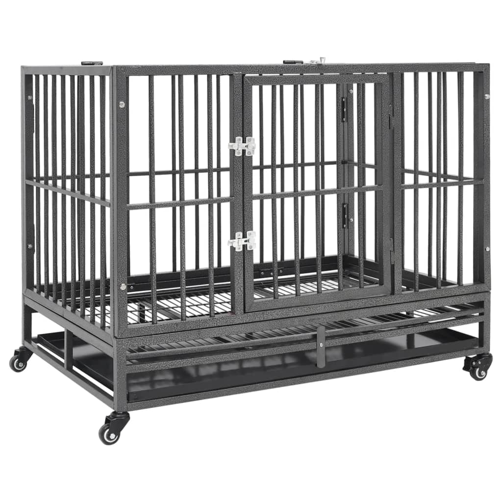 Vidaxl Dog Bank med hjul 92x62x76 cm stål