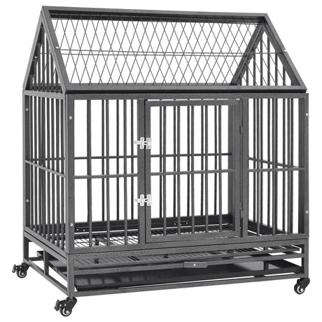 Vidaxl Dog Bank med hjul og tag 92x62x106 cm stål
