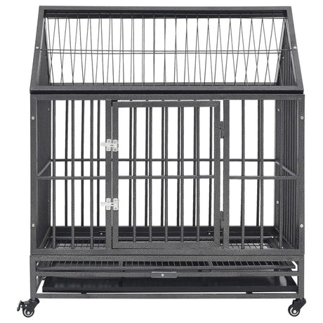 Vidaxl Dog Bank med hjul og tag 92x62x106 cm stål