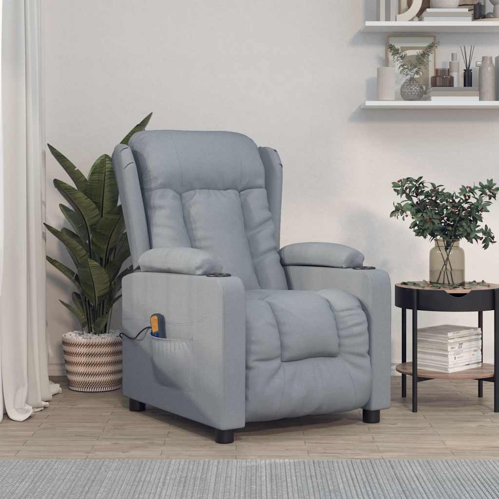 Vidaxl massagestoel stof lichtgrijs