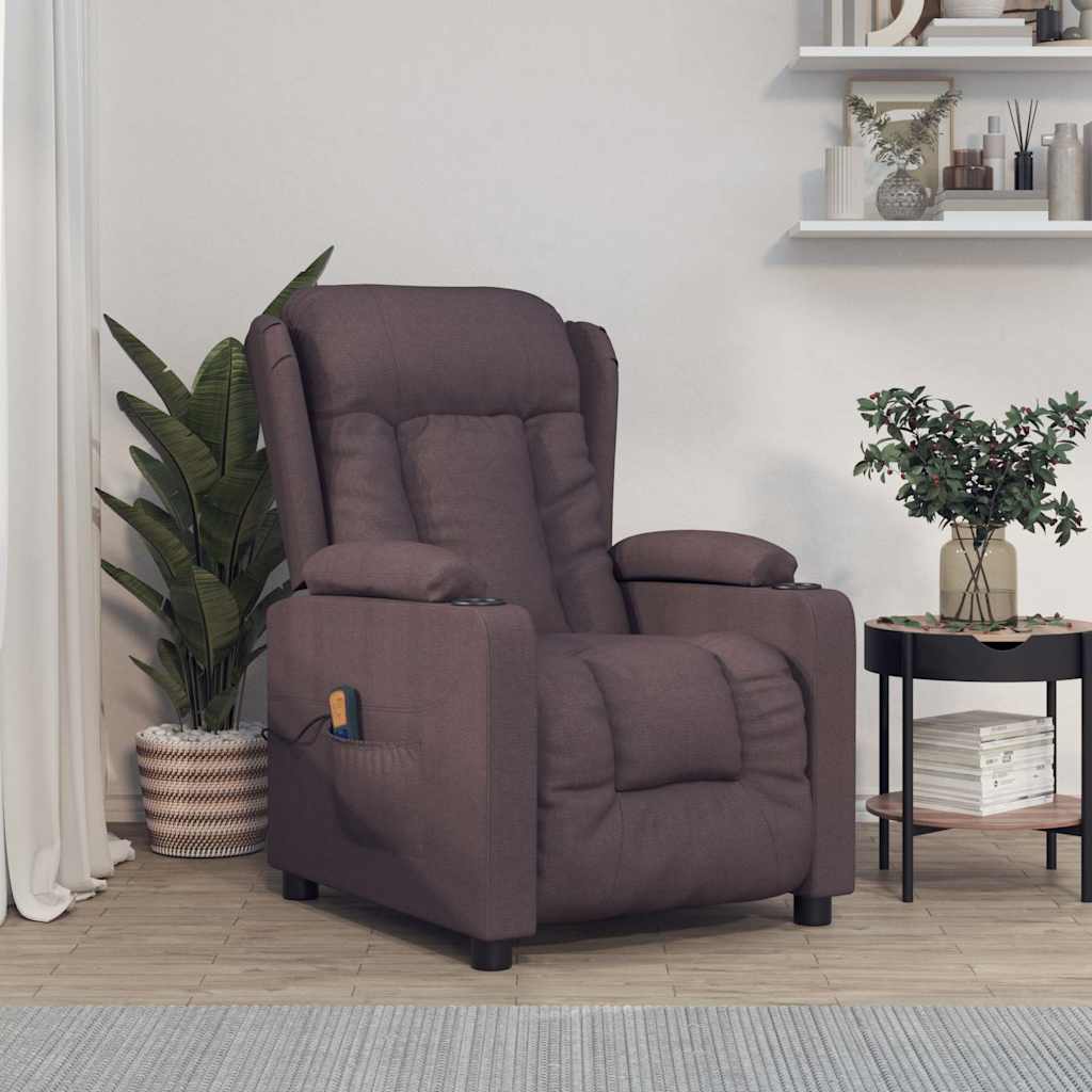 Vidaxl massagestoel stof donkerbruin