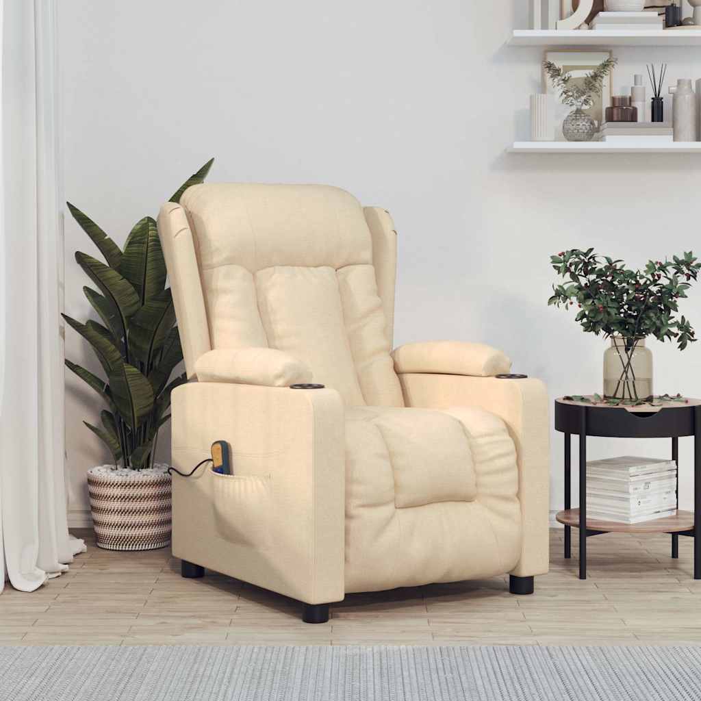 Vidaxl massagestoel stof crèmekleurig