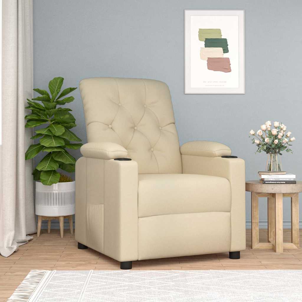 Vidaxl fauteuil verstelbaar stof crèmekleurig