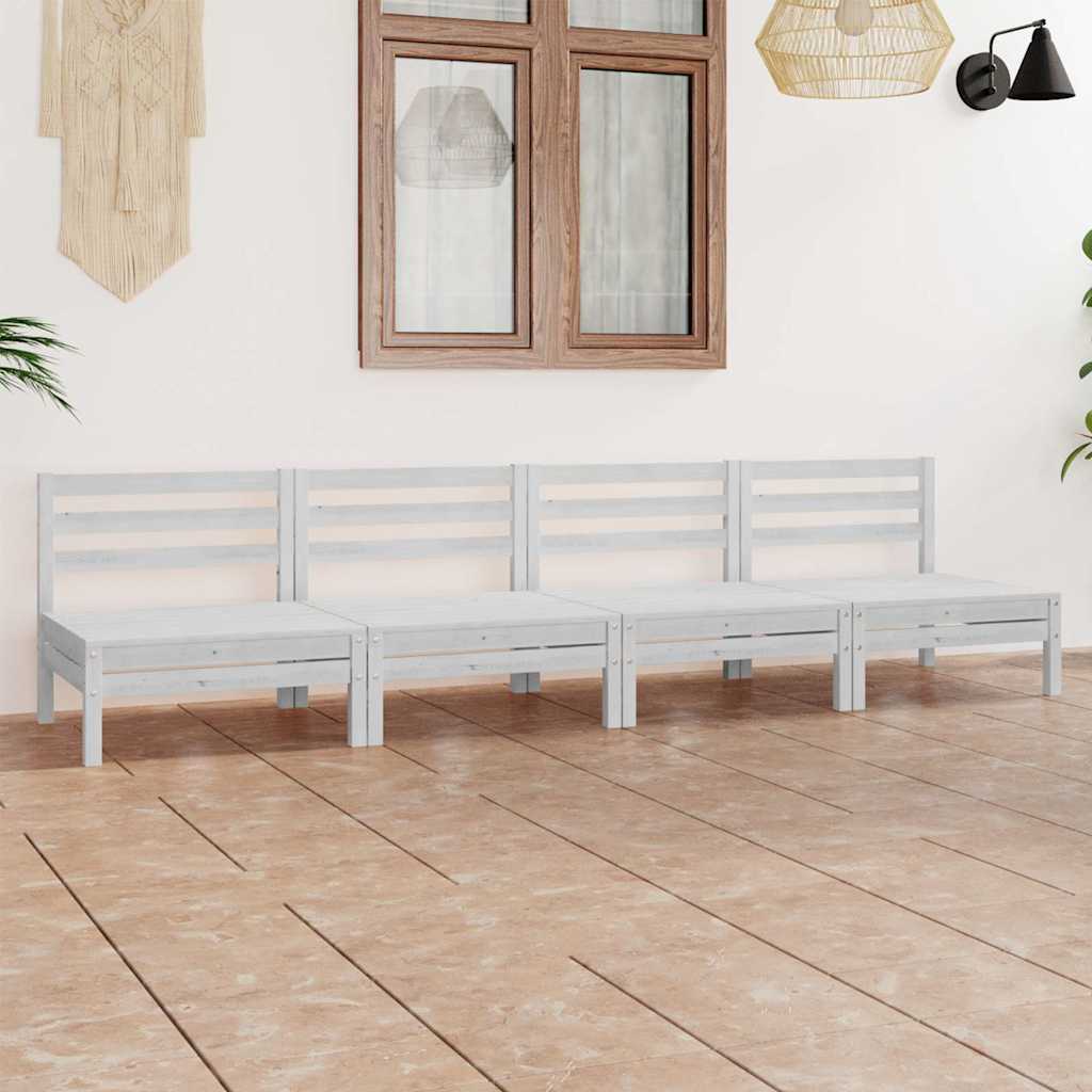 Vidaxl 4-delige loungeset massief grenenhout wit