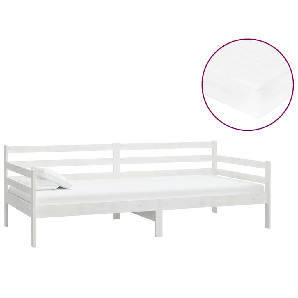 Vidaxl slaapbank met matras massief grenenhout wit 90x200 cm