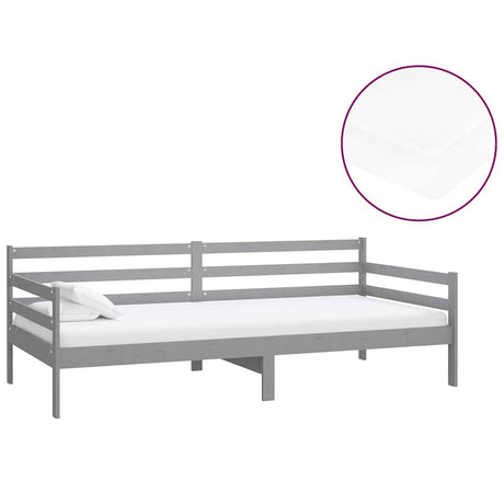 Vidaxl slaapbank met matras massief grenenhout grijs 90x200 cm