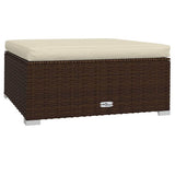 Vidaxl voetensteun met kussen 70x70x30 cm poly rattan bruin