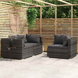 Vidaxl 3-delige loungeset met kussens poly rattan grijs