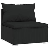 Vidaxl driezitsbank met kussens poly rattan zwart