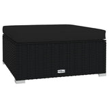 Vidaxl voetensteun met kussen 70x70x30 cm poly rattan zwart