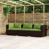 Vidaxl bank 3-zits met kussens poly rattan bruin