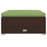 Vidaxl tuinvoetenbank met kussen 70x70x30 cm poly rattan bruin