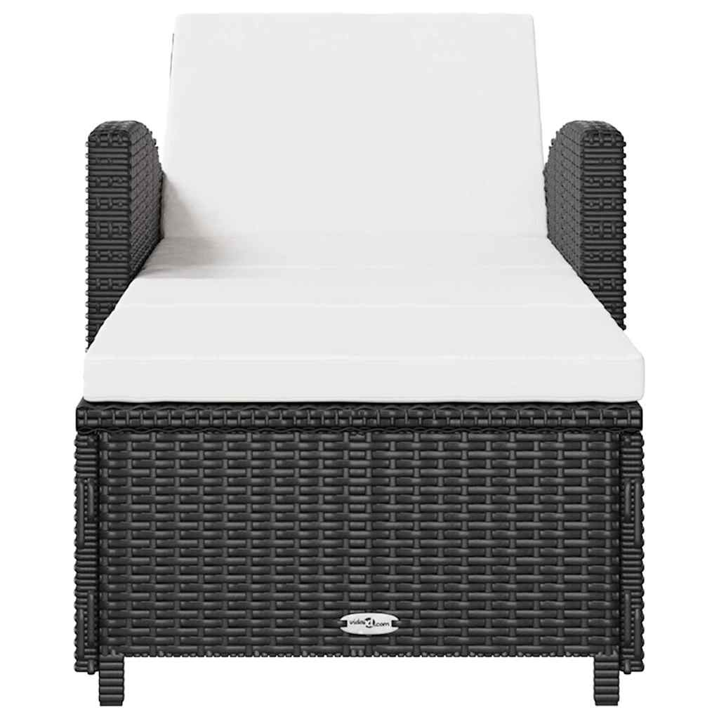 Vidaxl ligbed met crèmewit kussen poly rattan zwart