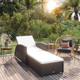 Vidaxl ligbed met crèmewit kussen poly rattan zwart