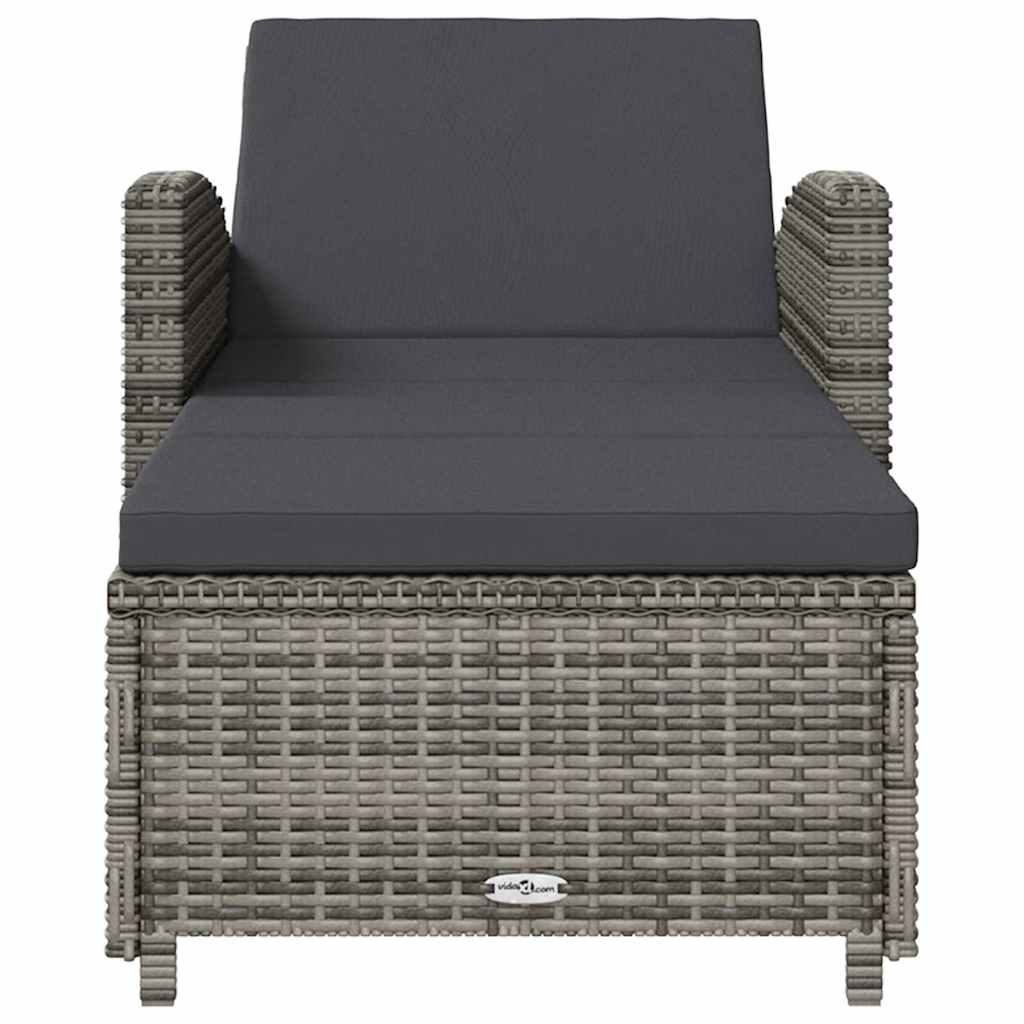 Vidaxl ligbed met donkergrijs kussen poly rattan grijs