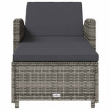 Vidaxl ligbed met donkergrijs kussen poly rattan grijs